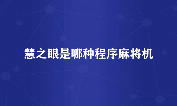 慧之眼是哪种程序麻将机