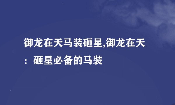 御龙在天马装砸星,御龙在天：砸星必备的马装