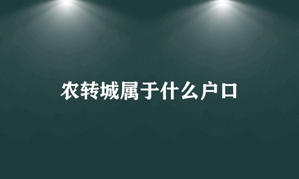 农转城属于什么户口
