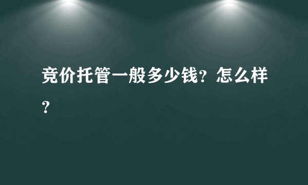 竞价托管一般多少钱？怎么样？