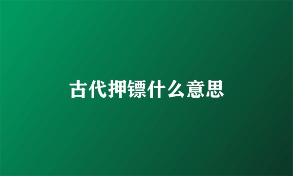 古代押镖什么意思