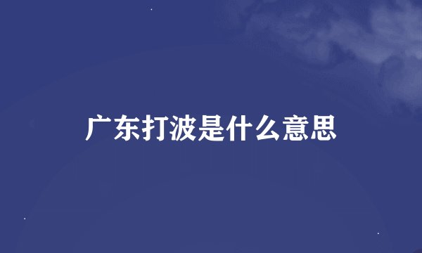 广东打波是什么意思