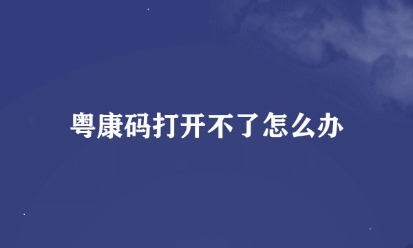 粤康码打开不了怎么办