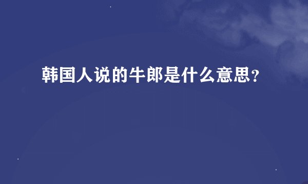韩国人说的牛郎是什么意思？
