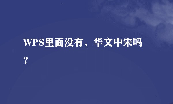 WPS里面没有，华文中宋吗？