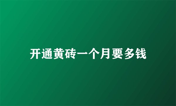 开通黄砖一个月要多钱