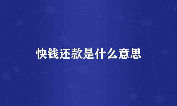 快钱还款是什么意思