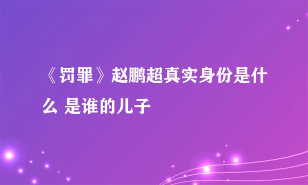 《罚罪》赵鹏超真实身份是什么 是谁的儿子
