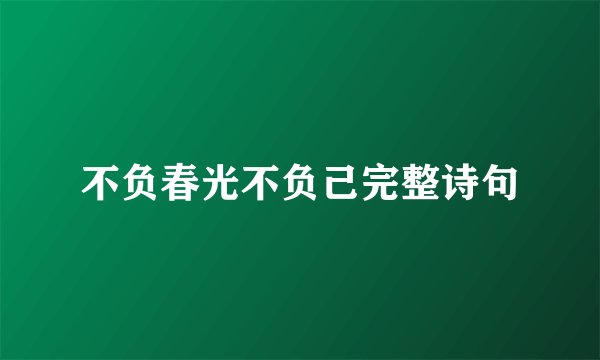 不负春光不负己完整诗句