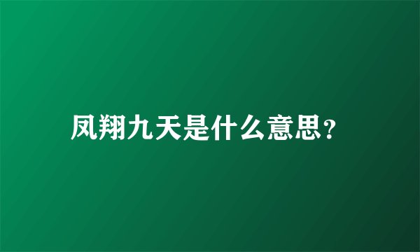 凤翔九天是什么意思？
