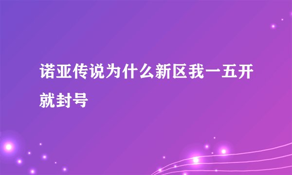 诺亚传说为什么新区我一五开就封号