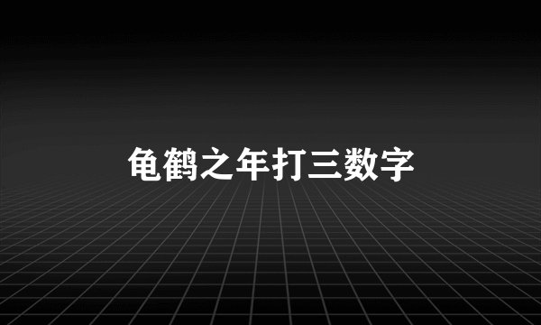 龟鹤之年打三数字