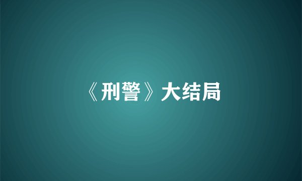 《刑警》大结局