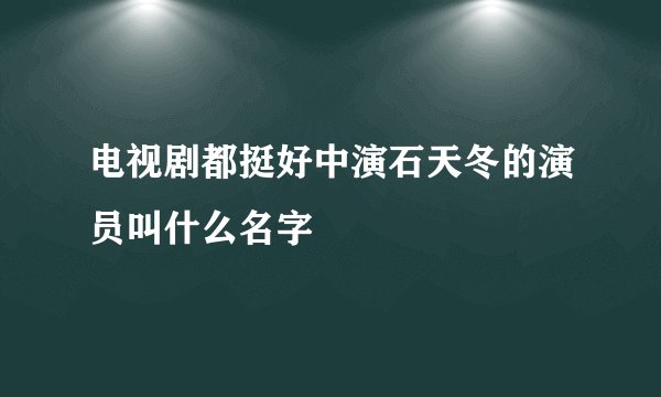 电视剧都挺好中演石天冬的演员叫什么名字