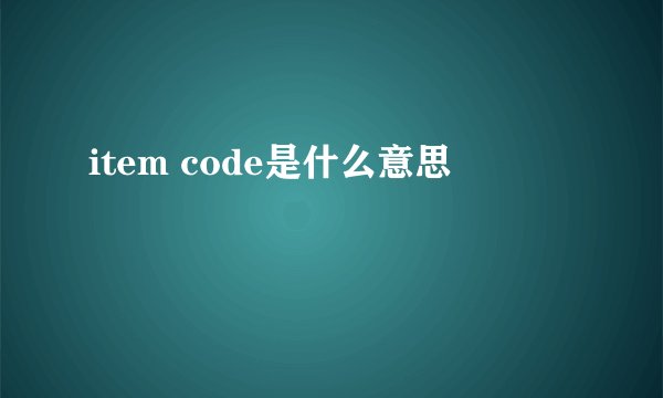 item code是什么意思