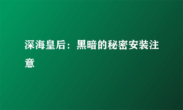 深海皇后：黑暗的秘密安装注意