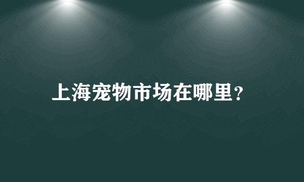 上海宠物市场在哪里?
