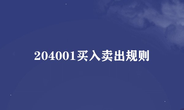 204001买入卖出规则
