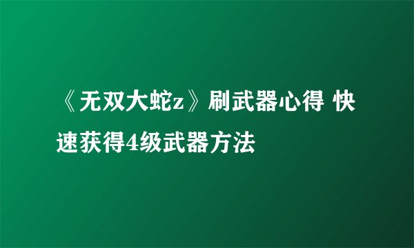 《无双大蛇z》刷武器心得 快速获得4级武器方法