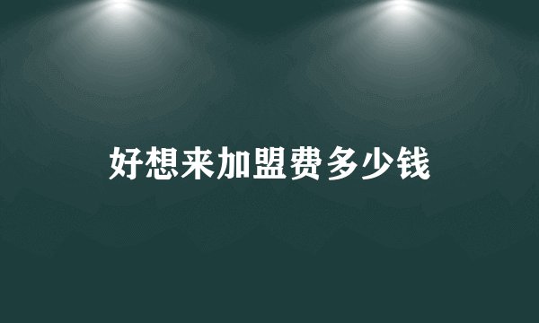 好想来加盟费多少钱