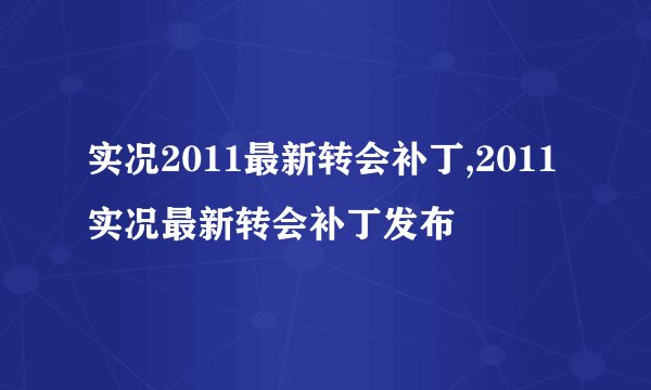 实况2011最新转会补丁,2011实况最新转会补丁发布