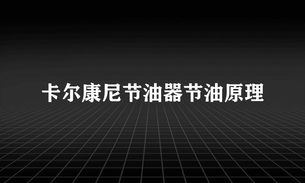 卡尔康尼节油器节油原理