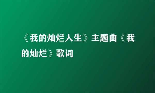 《我的灿烂人生》主题曲《我的灿烂》歌词