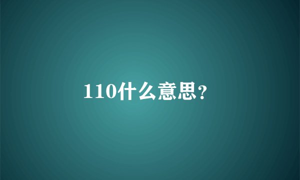 110什么意思？