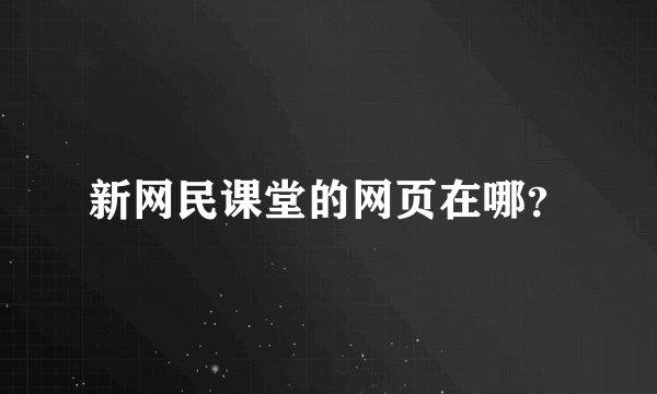 新网民课堂的网页在哪？