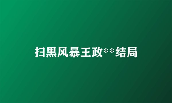 扫黑风暴王政**结局