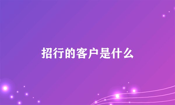 招行的客户是什么