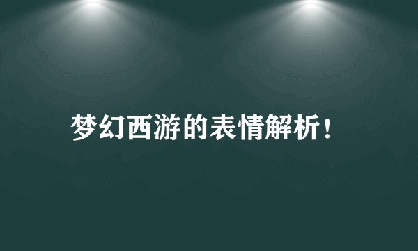 梦幻西游的表情解析！