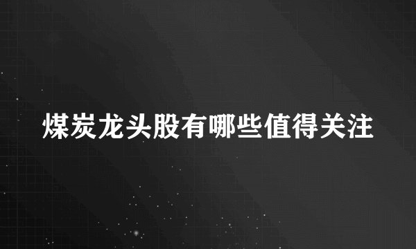 煤炭龙头股有哪些值得关注