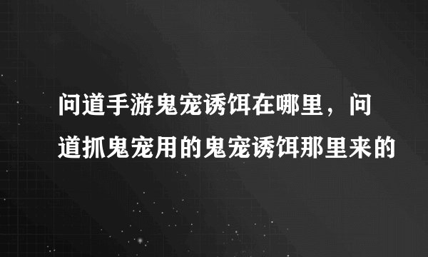 问道手游鬼宠诱饵在哪里，问道抓鬼宠用的鬼宠诱饵那里来的
