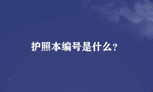 护照本编号是什么？
