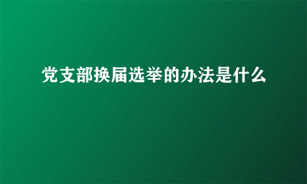 党支部换届选举的办法是什么