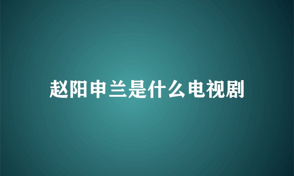 赵阳申兰是什么电视剧
