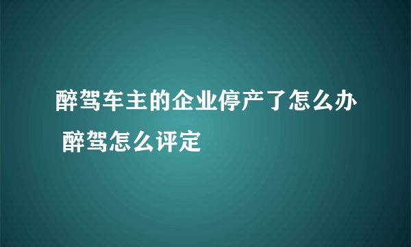 醉驾车主的企业停产了怎么办 醉驾怎么评定
