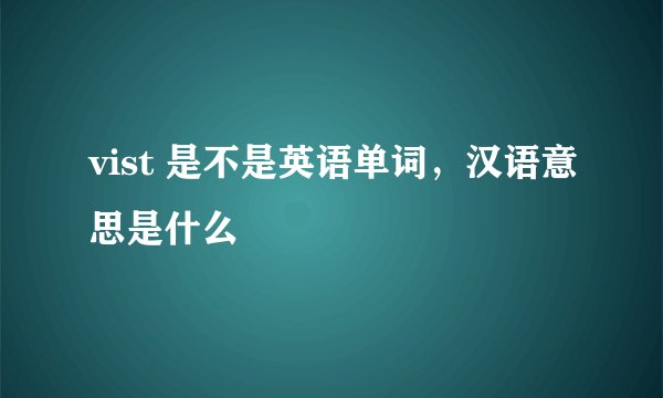 vist 是不是英语单词，汉语意思是什么
