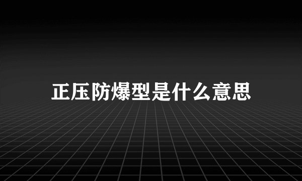 正压防爆型是什么意思