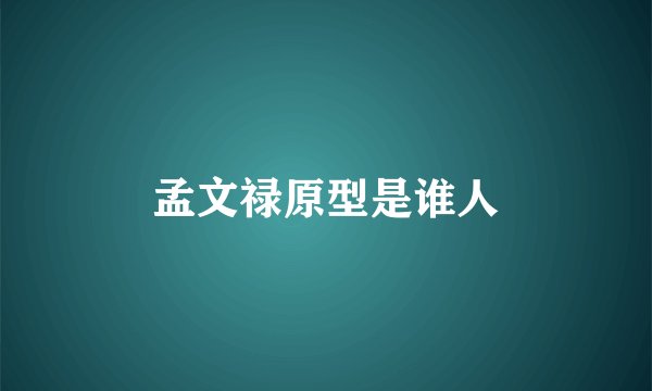 孟文禄原型是谁人