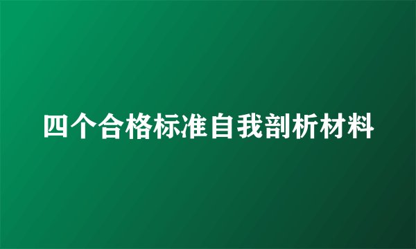四个合格标准自我剖析材料