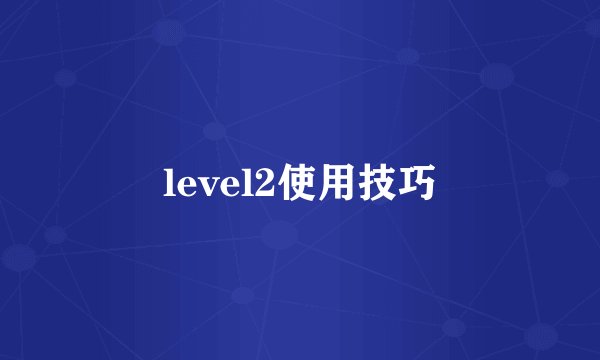 level2使用技巧