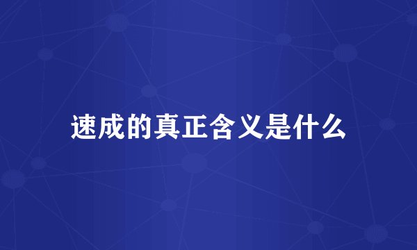 速成的真正含义是什么