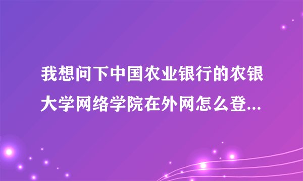 我想问下中国农业银行的农银大学网络学院在外网怎么登陆？还是