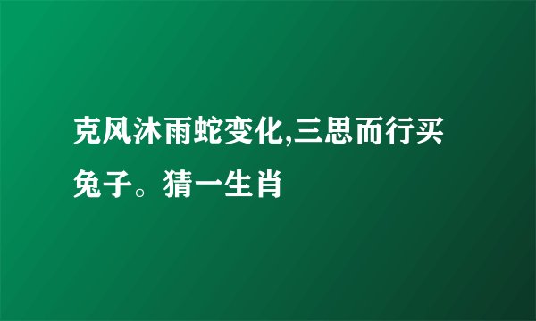 克风沐雨蛇变化,三思而行买兔子。猜一生肖