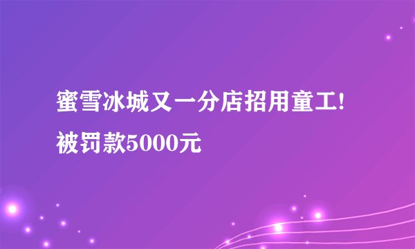 蜜雪冰城又一分店招用童工!被罚款5000元