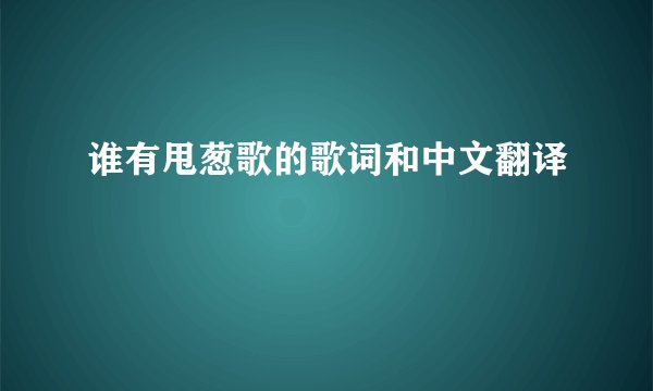 谁有甩葱歌的歌词和中文翻译