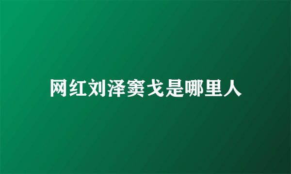 网红刘泽窦戈是哪里人