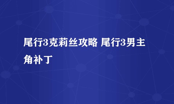 尾行3克莉丝攻略 尾行3男主角补丁